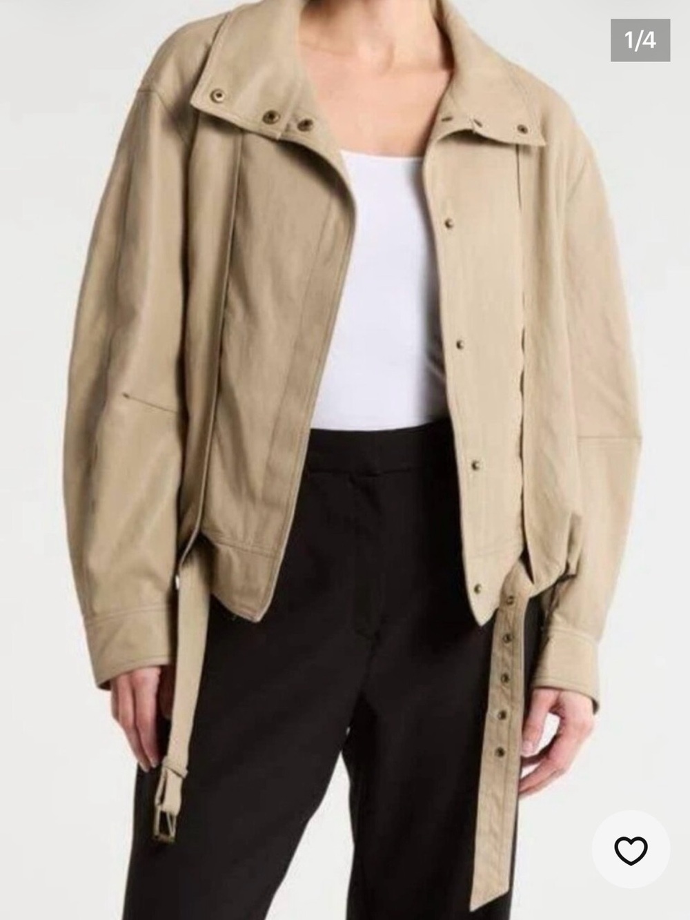 Max Studio Taupe Faux Leather Bomber Jacket